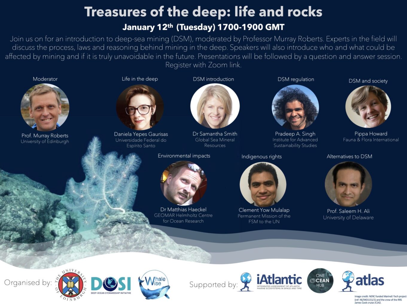 Flier for a webinar on deep-sea mining